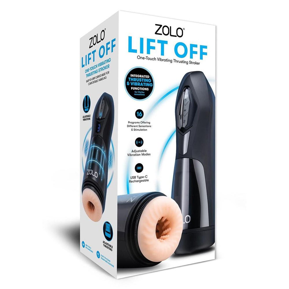 Zolo Lift Off Flesh USB Rechargeable Vibrating Thrusting Auto Stroker - MASTURBATORS