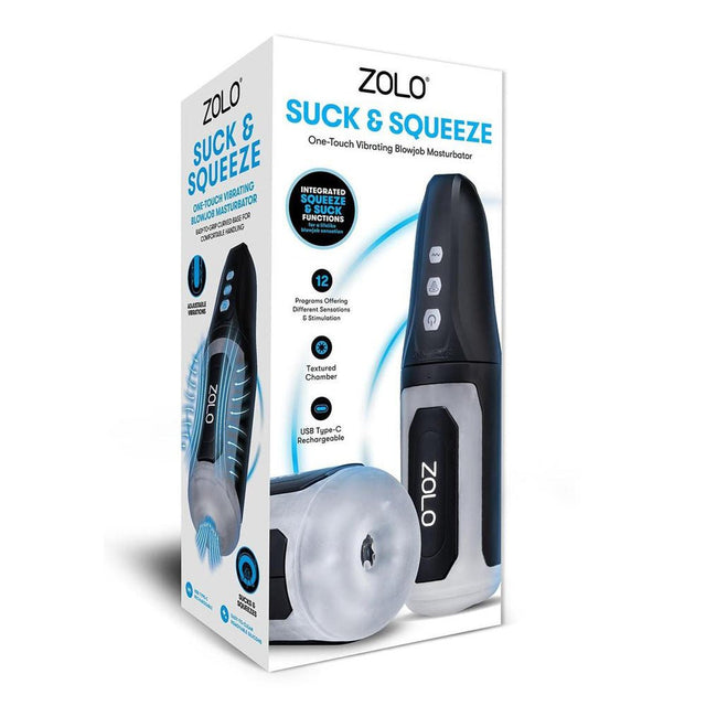Zolo Suck And Squeeze Sucking Auto Masturbator With Vibration And Suction - MASTURBATORS