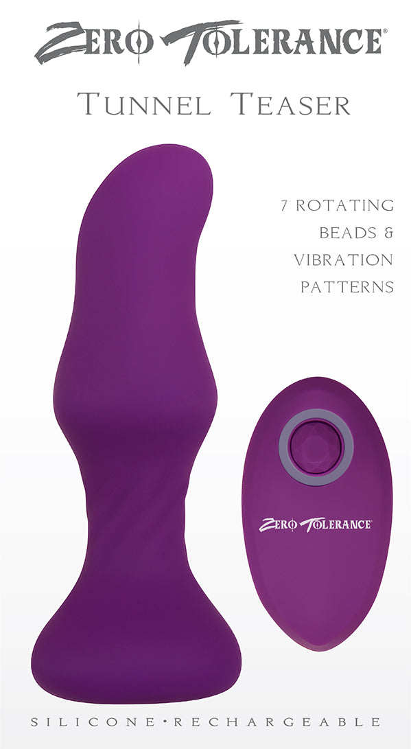 Zero Tolerance Tunnel Teaser - Purple 13.9 cm USB Rechargeable Butt Plug with Wireless Remote - Naughty by Nature Adult Store