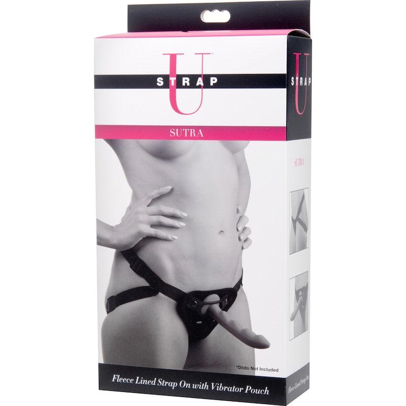 Sutra Fleece-Lined Strap On with Vibrator Pouch - Naughty by Nature Adult Store