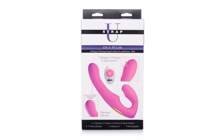 15X U - Pulse Strapless Strap - On w Remote Pink - Adult Toys