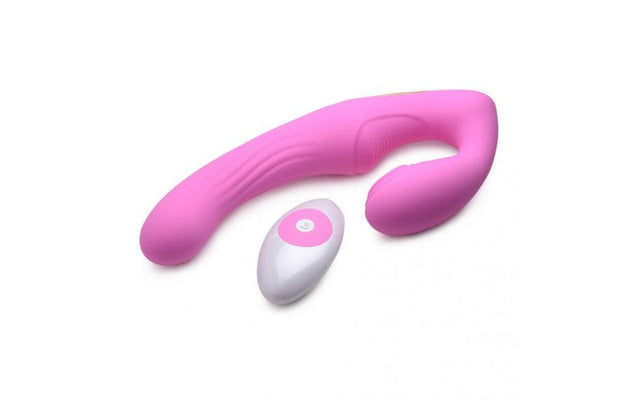 15X U - Pulse Strapless Strap - On w Remote Pink - Adult Toys