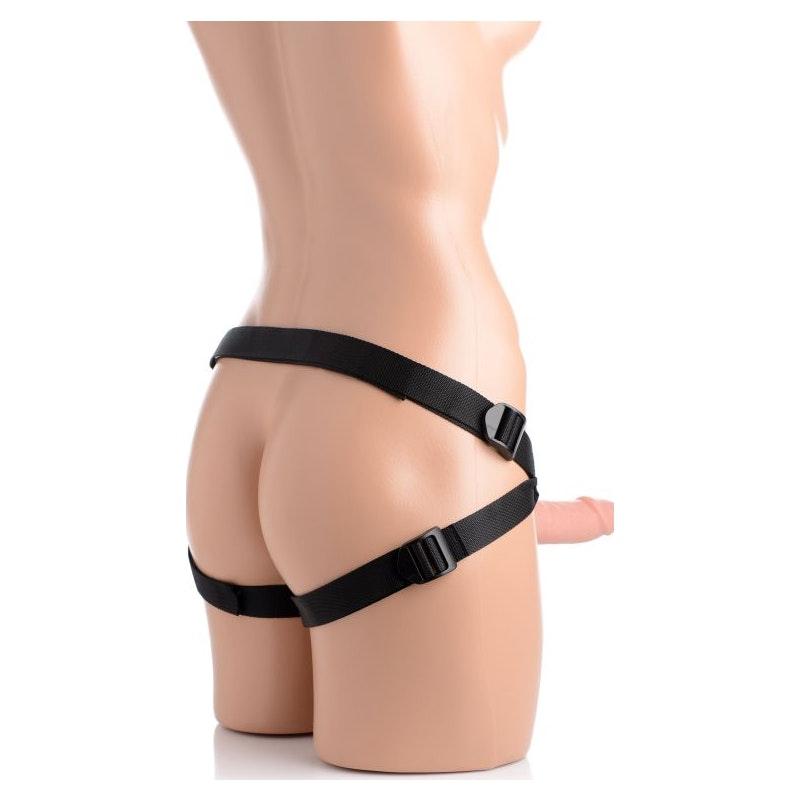 Seducer 7" Silicone Dildo w Harness Flesh - Naughty by Nature Adult Store