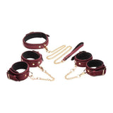 6 Pc Velvet Bondage Set Burgundy - Adult Toys