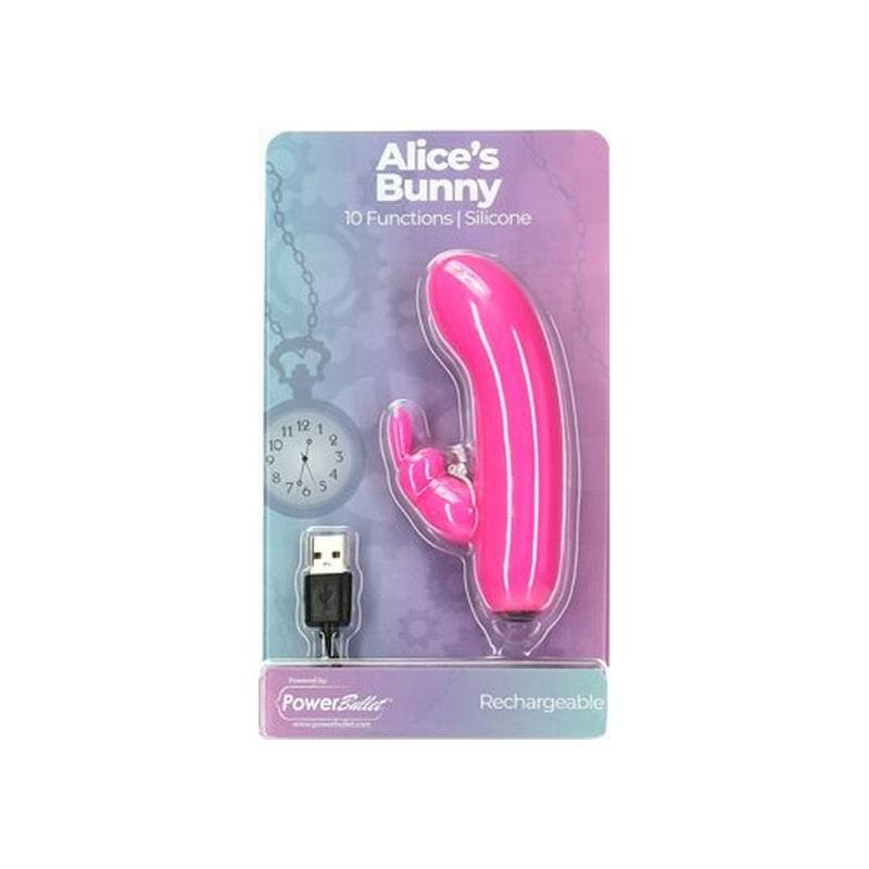 Alices Bunny Rechargeable Bullet w Rabbit Sleeve Pink - Adult Toys