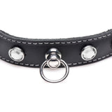 Bling Vixen Leather Choker w Clear Rhinestones - Adult Toys