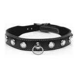 Bling Vixen Leather Choker w Clear Rhinestones - Adult Toys