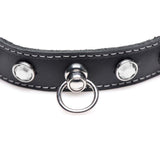 Bling Vixen Leather Choker w Clear Rhinestones - Adult Toys