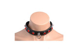 Bling Vixen Leather Choker w Red Rhinestones - Adult Toys