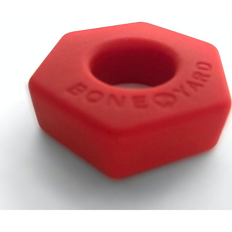 Boneyard Bust a Nut Cockring – Red Soft Silicone Nut - Shaped Ring - Adult Toys