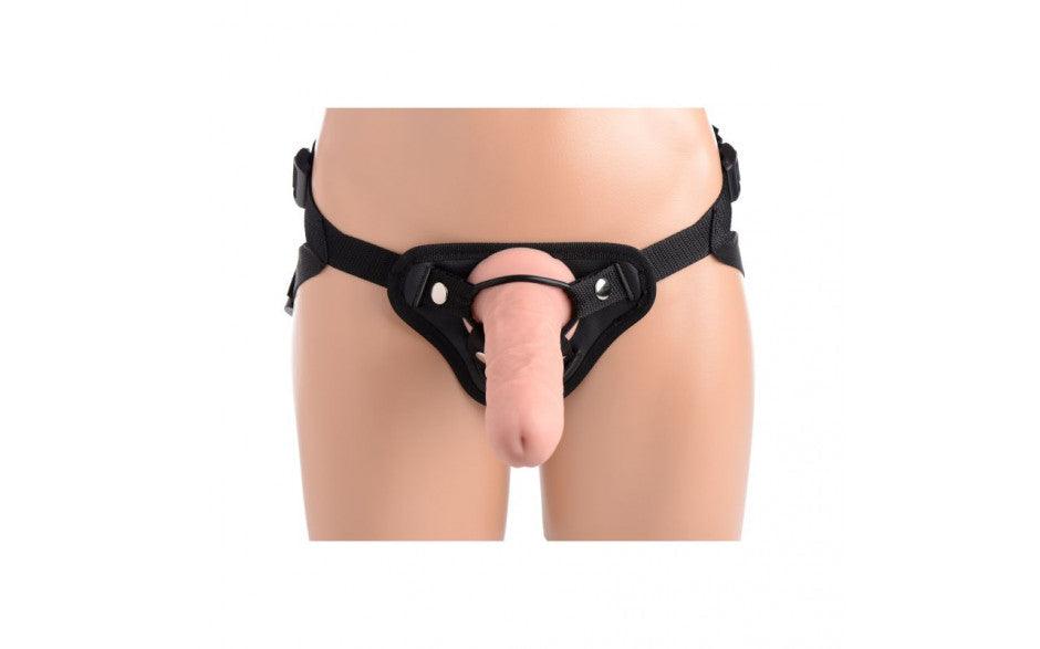 Brazen 8" Silicone Dildo w Harness Flesh - Adult Toys