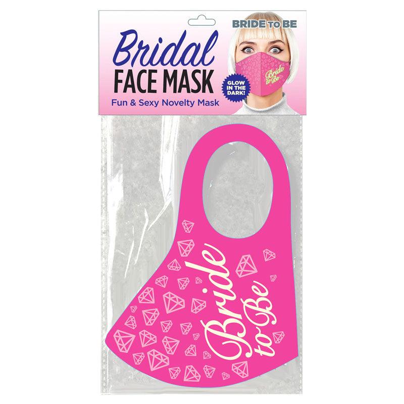 Bridal Face Mask - Bride To Be - Glow Pink Novelty Mask - Novelties