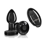 Cheeky Charms Gunmetal Rechargeable Vibrating Metal Butt Plug w Remote Small - Adult Toys