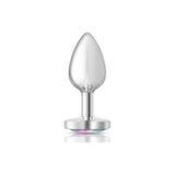 Cheeky Charms Silver Metal Butt Plug w Heart Clear Jewel Small - Naughty by Nature Adult Store