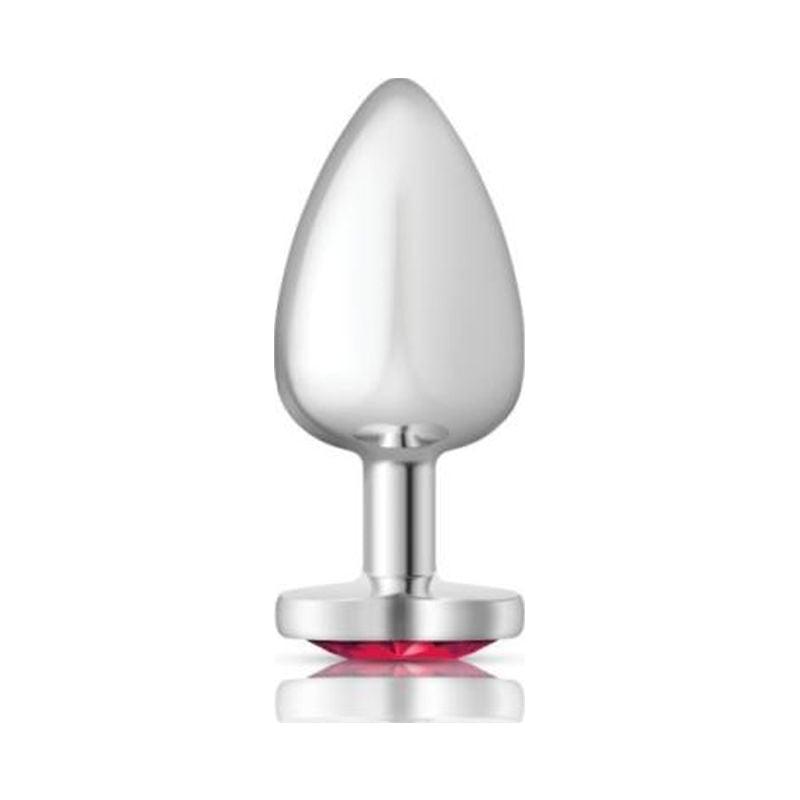 Cheeky Charms Silver Metal Butt Plug w Heart Pink Jewel Large - Naughty by Nature Adult Store