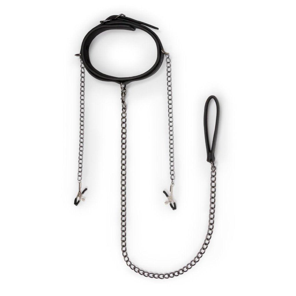 Collar With Nipple Chains - Adult Toys