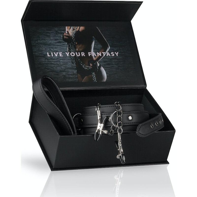 Collar With Nipple Chains - Adult Toys