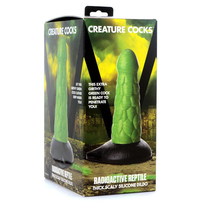 Creature Cocks Radioactive Reptile Thick Scaly Silicone Dildo - Green 19 cm Dildo - DONGS