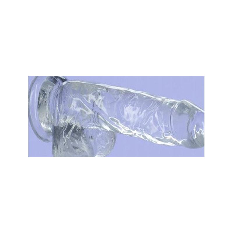 Crystal Dildo w Balls 6in Clear - Naughty by Nature Adult Store