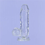 Crystal Dildo w Balls 6in Clear - Naughty by Nature Adult Store