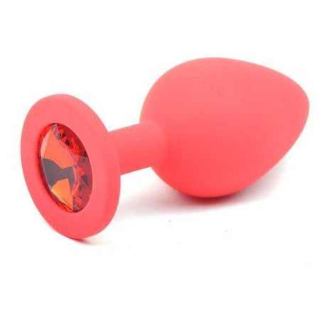 Daytona Red Silicone Anal Plug with Red Diamond Jewel - Medium Size - Adult Toys