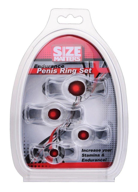 Endurance Clear 4 Ring Penis Set - Naughty by Nature Adult Store
