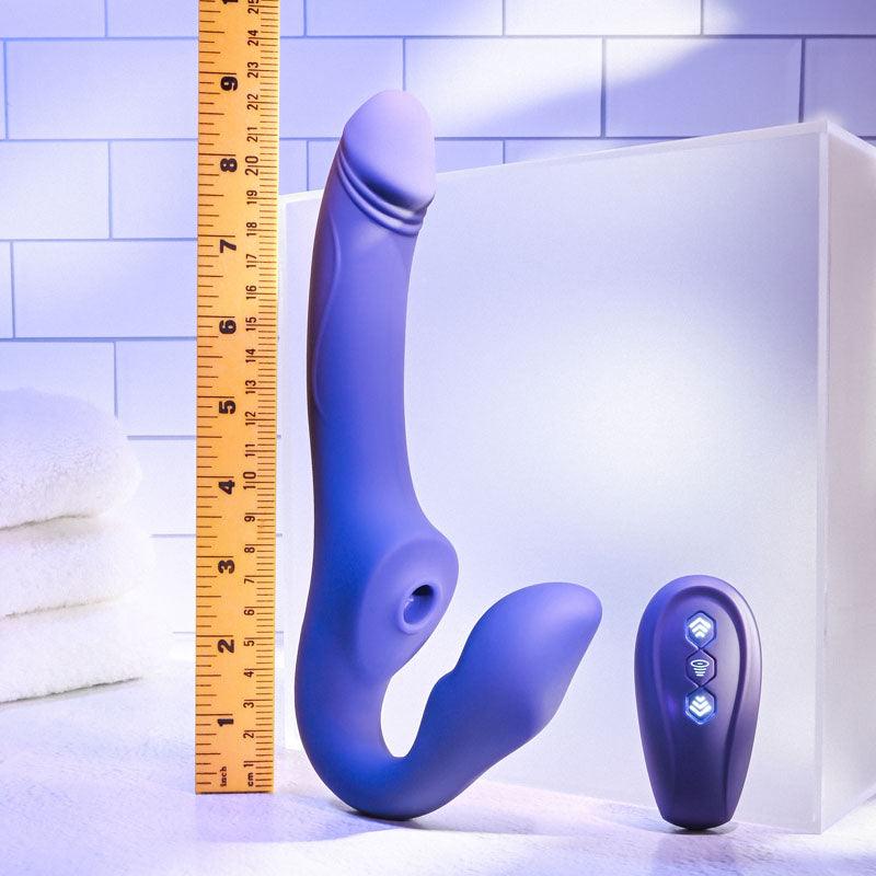 Evolved 2 BECOME 1 - Purple 23.5 cm USB Rechargeable Strapless Strap - On with Remote - STRAP - ONS