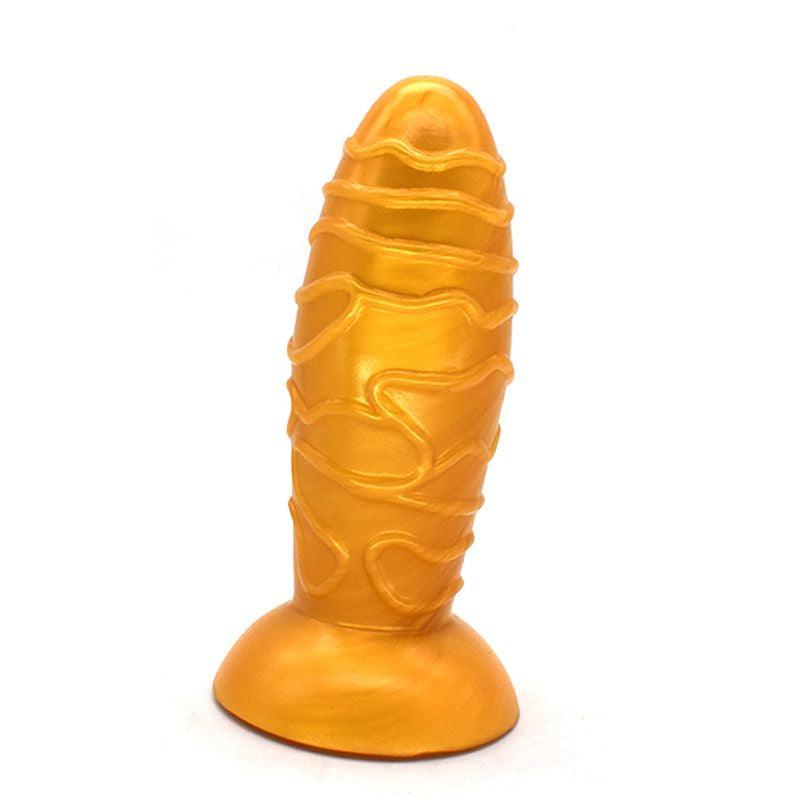 FAAK Dome Anal Plug - Gold Silicone Butt Plug - 17.5 x 5.9cm - Adult Toys