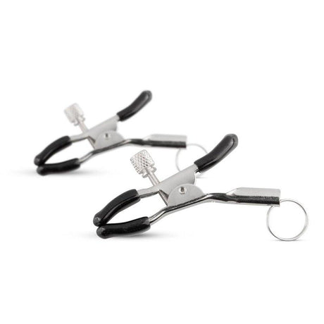 Fetish Collection Adjustable Metal Screw Nipple Clamps with Rings - Adult Toys