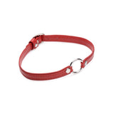 Fiery Pet Leather Choker w Silver Ring Red - Naughty by Nature Adult Store