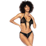 Fringe Halter 2 Pc Set Black - Lingerie