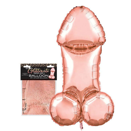 Glitterati - Penis Party Balloon 90cm Mylar - Rose Gold 90 cm Novelty Balloon - Novelties