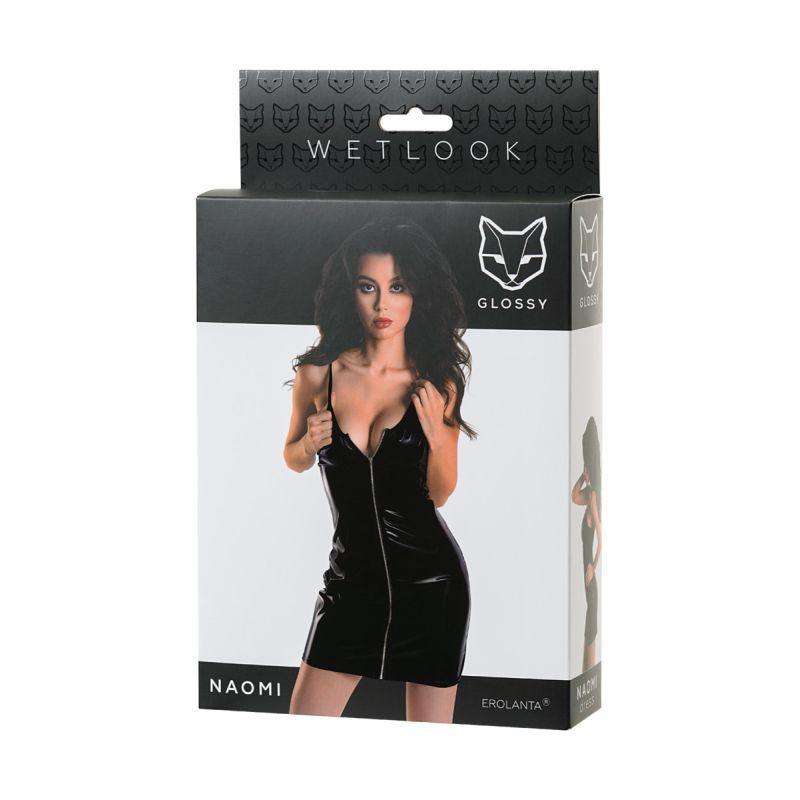 Glossy Naomi Wetlook Dress – Sexy Black Lingerie for Women - Lingerie
