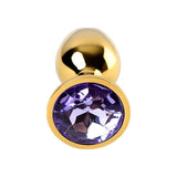 Gold Metal Anal Plug w Amethyst Crystal Small - Adult Toys