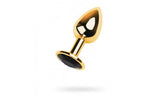 Gold Metal Anal Plug w Black Tourmaline Gem Small - Adult Toys