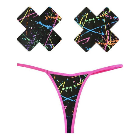 Graffiti Neon G - String and X Pastie Set - Adult Toys