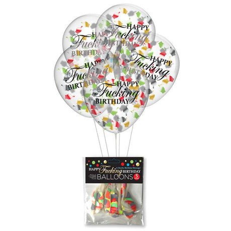 Happy Fucking Birthday Confetti Balloons - Party Balloons - Set of 5 - Novelties