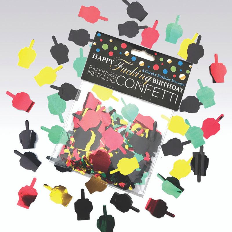 Happy Fucking Birthday FU Finger Confetti - Party Decoration - Naughty by Nature Adult Store