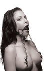 Hinder Breathable Silicone Ball Gag With Nipple Clamps - Adult Toys