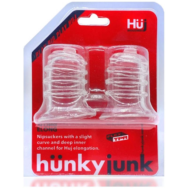 Hunkyjunk Elong Wide Base Nipsucker - Clear FlexTPR Nipple Suckers - Adult Toys