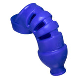 Hunkyjunk LOCKDOWN Silicone Male Chastity Cage – Cobalt Blue - Adult Toys