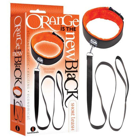 Icon Brands Orange Is The New Black Short Leash and Fur Lined Collar - BONDAGE - TOYS