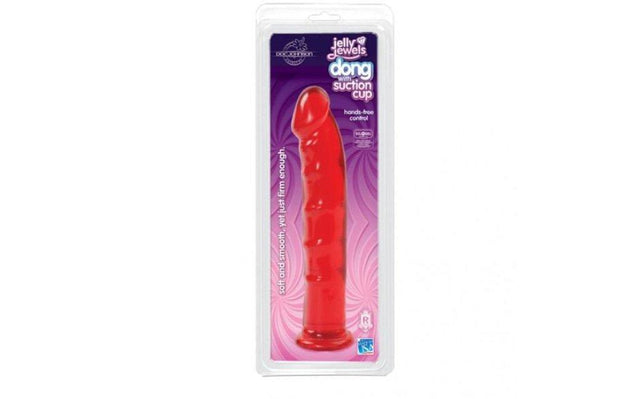 Jelly Jewels 8 Inch Realistic Dildo with Suction Cup – Ruby Red - Adult Toys