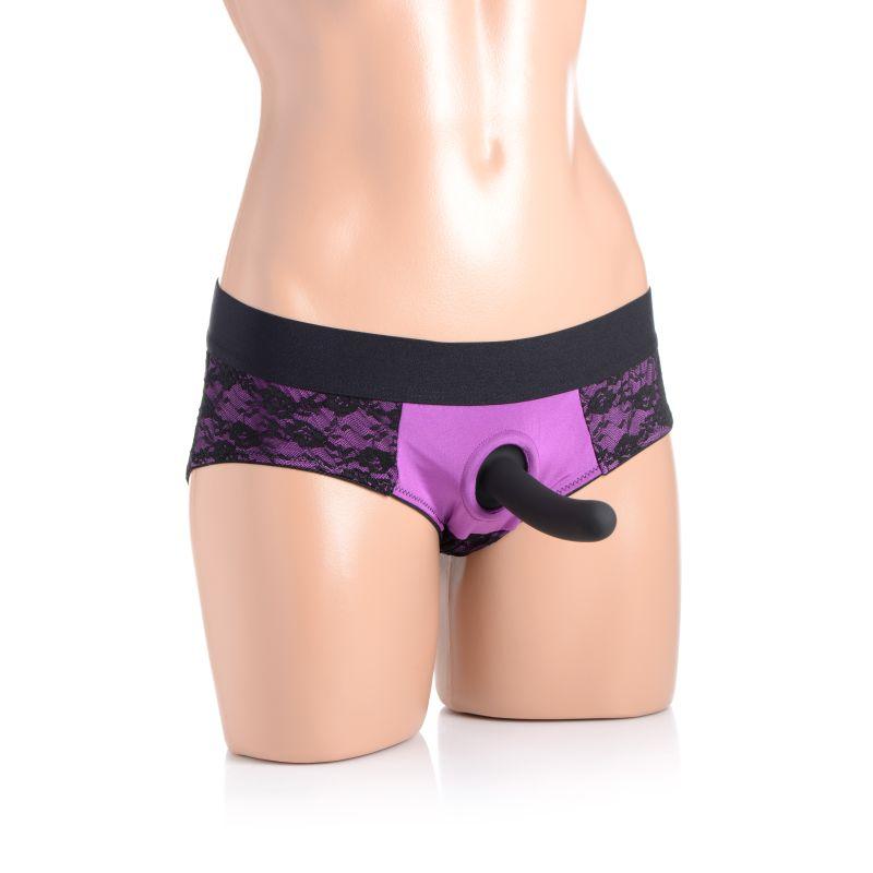 Lace Envy Panty Harness Purple L/XL - Adult Toys