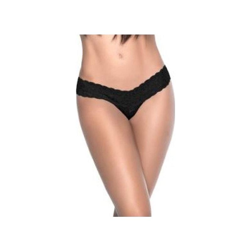 Lace V Back Thong Black - Lingerie
