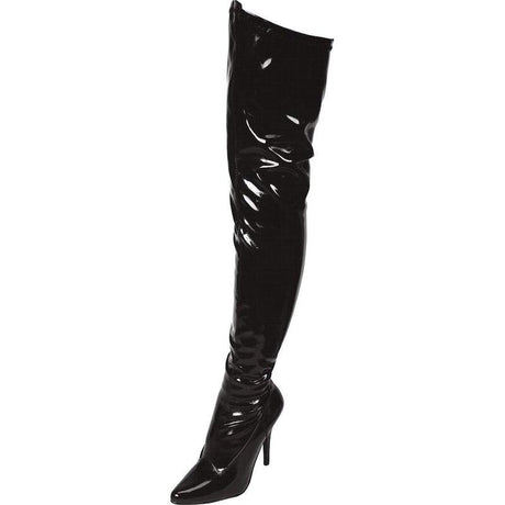 Lapdance Shoes Black Wetlook Thigh High Boots | 3 - Inch Pointed Toe - Lingerie