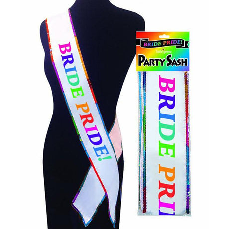 Little Genie Bride Pride Rainbow Glitter Sash – 6ft Hens Party Accessory - Novelties