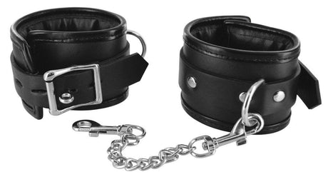 Locking Padded Wrist Cuffs with Chain - Adult Toys