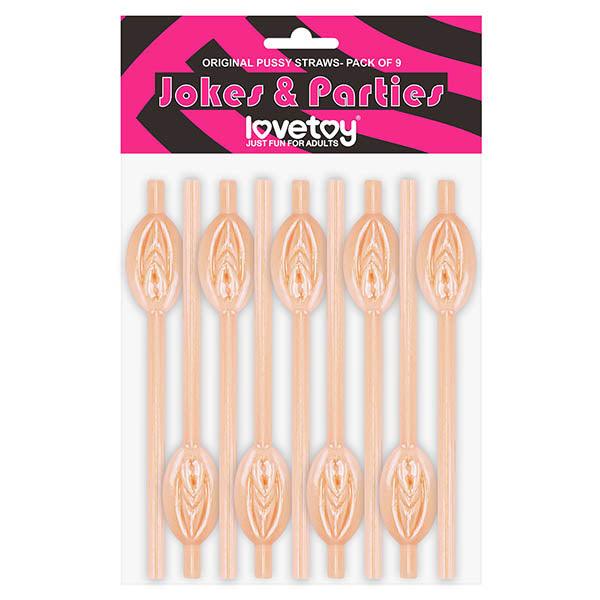 Lovetoy Pussy Straws – Flesh Colored Plastic Hens Night Straws (9 Pack) - Novelties