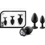 Luxe Bling Plugs Training Kit Black With Clear Gems - Adult Toys
